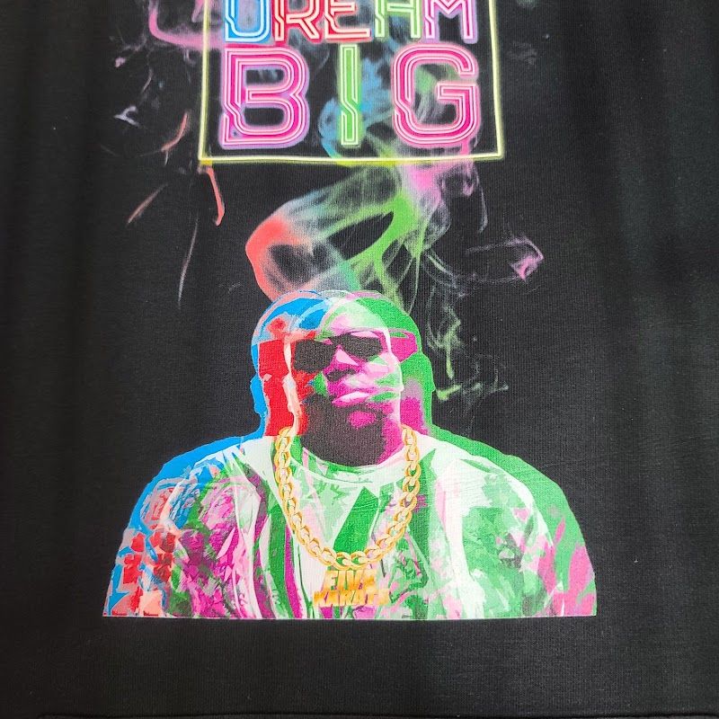 Black tee with a full-colour printed portrait