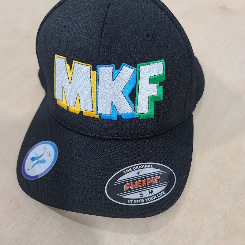 Black cap with raised multicolour 3D puff MKF letters